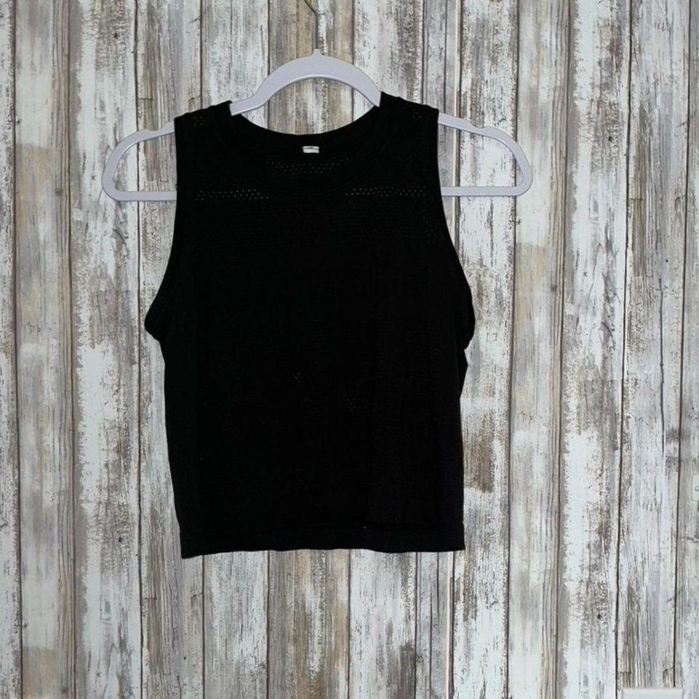 lululemon logo cropped muscle tank black size 4